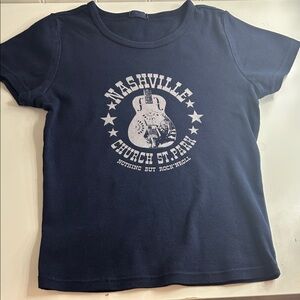 PacSun John Galt Navy Graphic Nashville Guitar Short Sleeve Tee